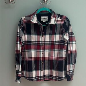 Orvis fleece lined women’s snap shirt M
